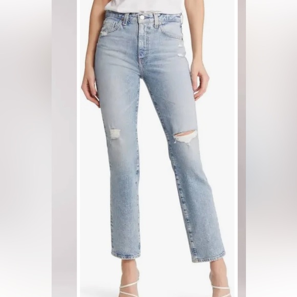 AG Jeans Saige High-rise Straight in Apparition Distressed - Picture 1 of 6